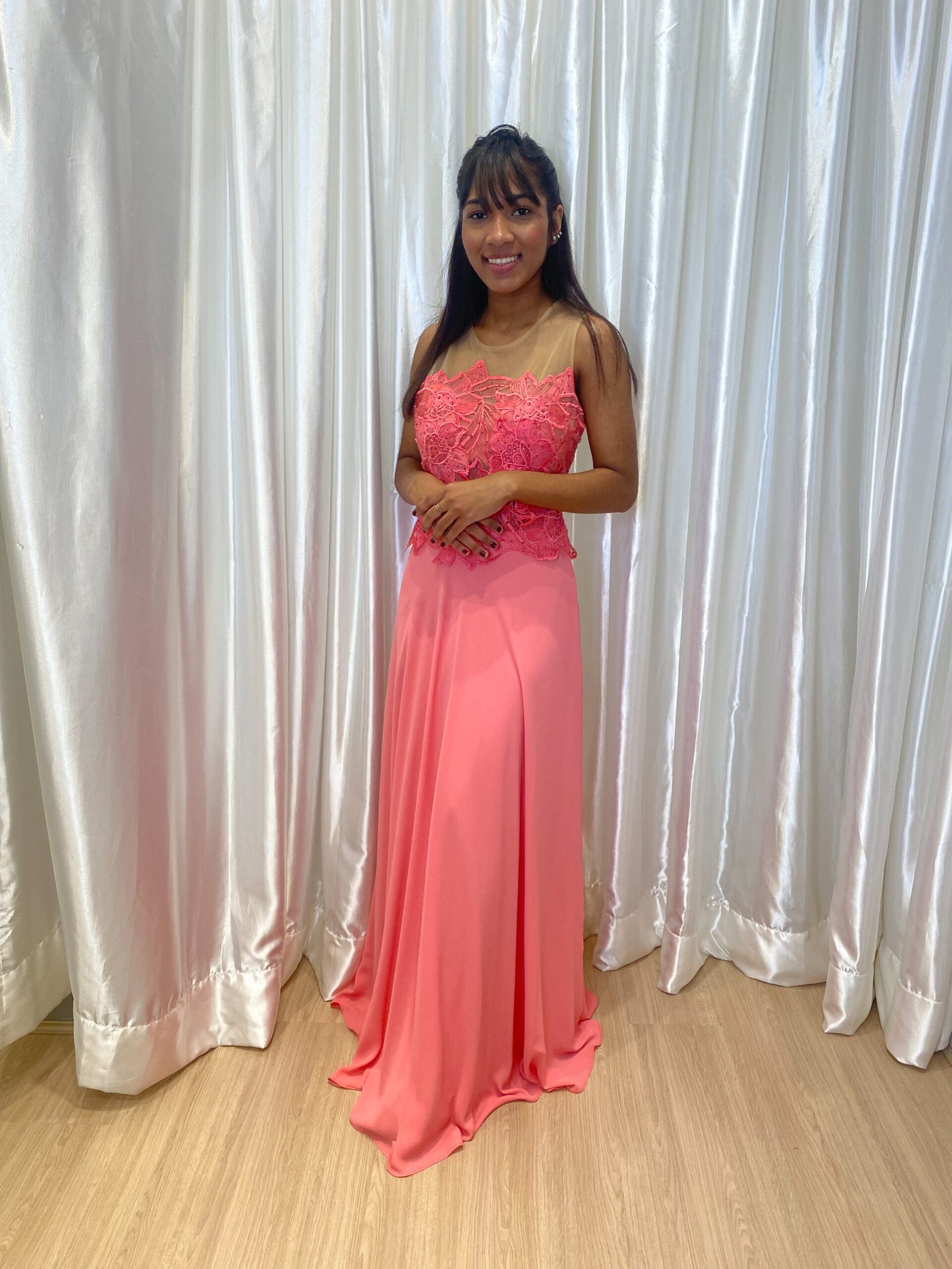 Vestido longo Laranja Modelo Solto