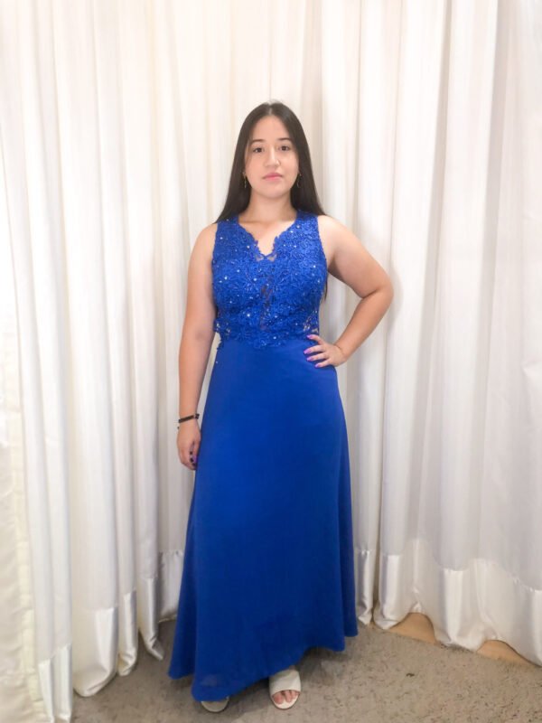 Vestido longo Azul Royal Modelo Solto