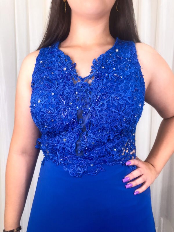 Vestido longo Azul Royal Modelo Solto - Imagem 3