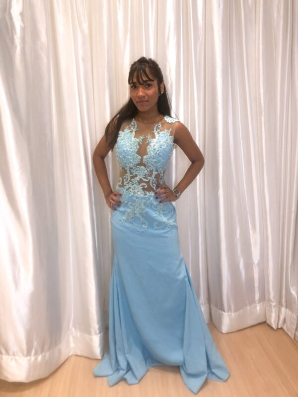 Vestido longo Azul Serenity Modelo Sereia