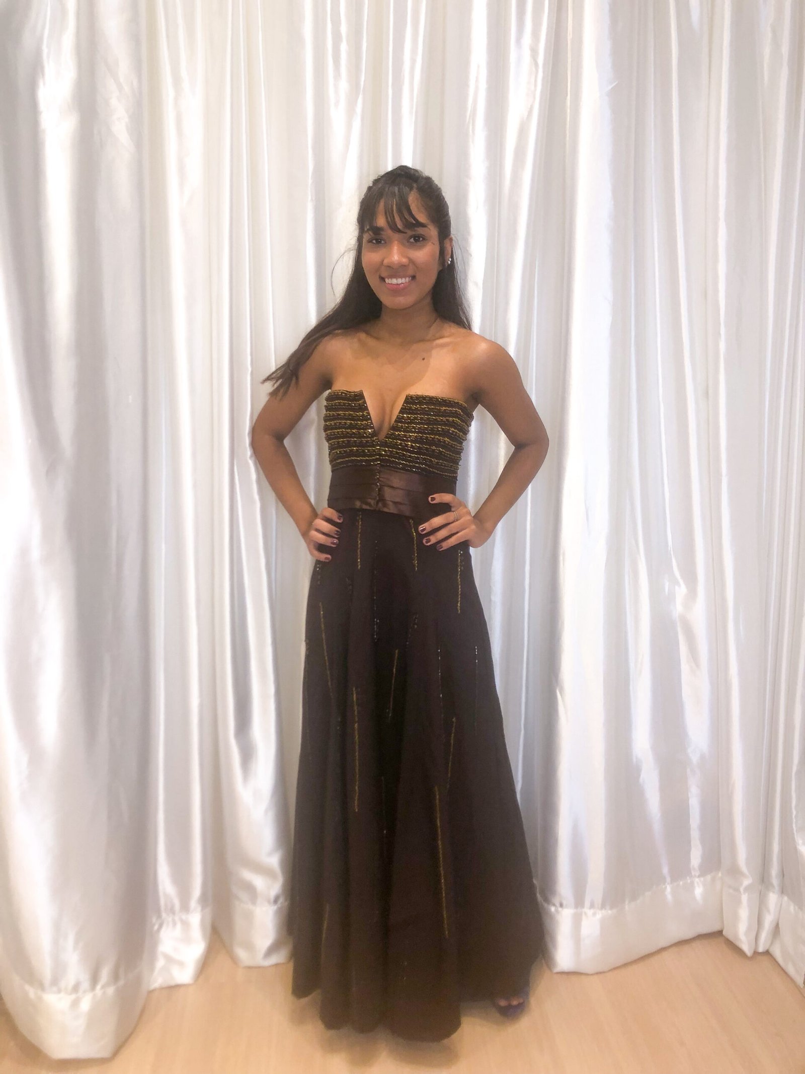 Vestido longo Marrom Modelo Solto