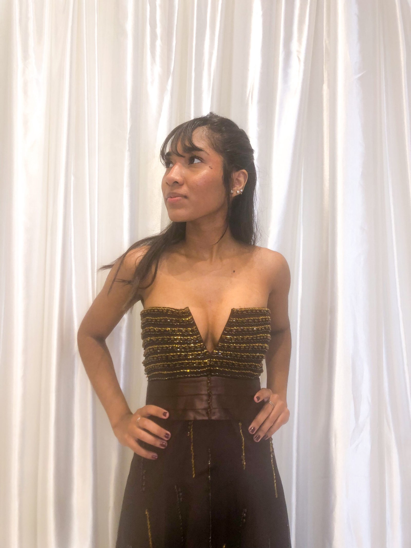 Vestido longo Marrom Modelo Solto - Imagem 2