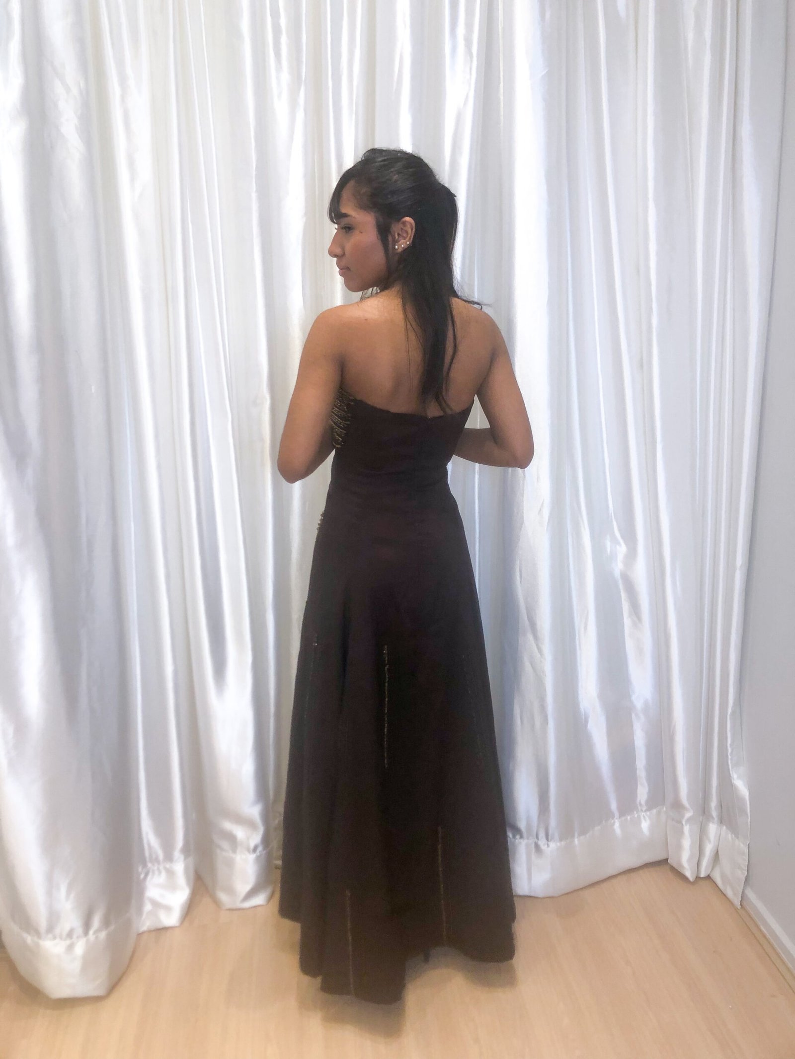 Vestido longo Marrom Modelo Solto - Imagem 3