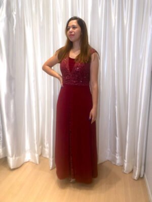 Vestido longo Marsala Modelo Solto