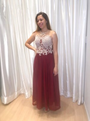 Vestido longo Marsala Modelo Solto