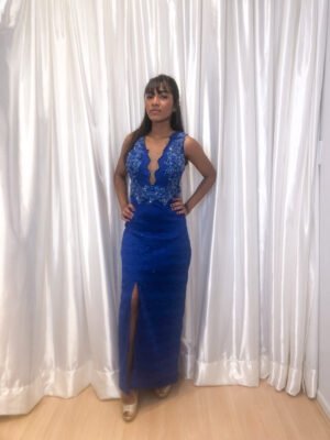 Vestido longo Azul royal Modelo Sereia