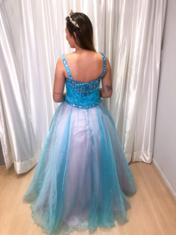 Vestido longo Azul Tiffany Modelo Princesa - Imagem 2