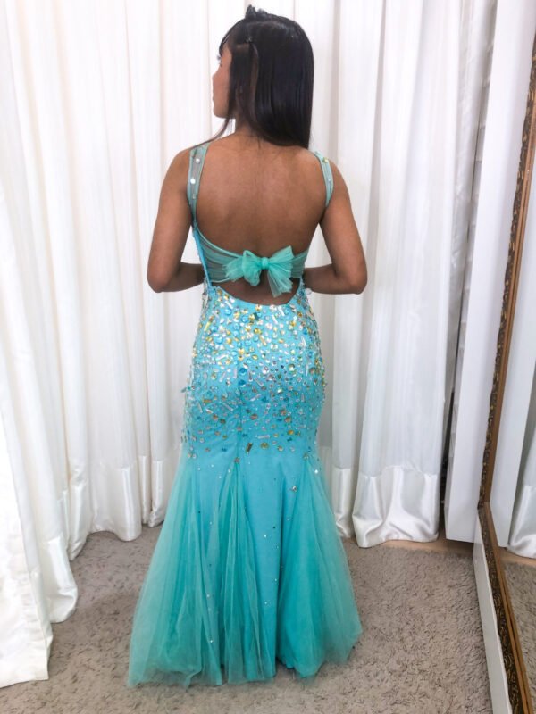 Vestido Longo Verde Modelo Sereia - Imagem 2