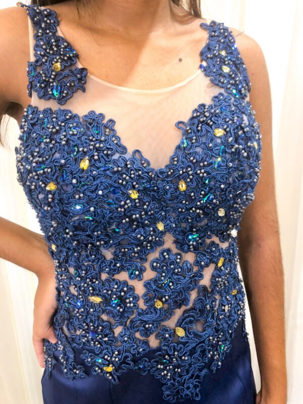 Vestido Longo Azul Marinho Modelo Sereia - Imagem 4