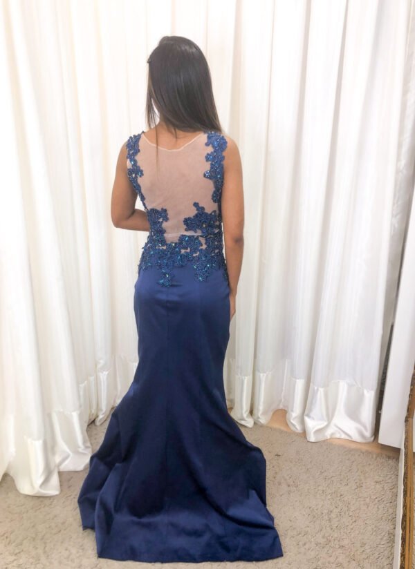 Vestido Longo Azul Marinho Modelo Sereia - Imagem 3