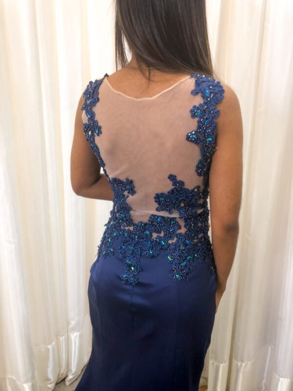 Vestido Longo Azul Marinho Modelo Sereia - Imagem 2