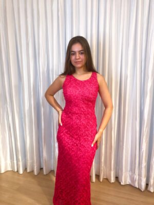 Vestido Longo Pink Modelo Reto