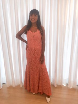 Vestido Longo Salmão Modelo Sereia