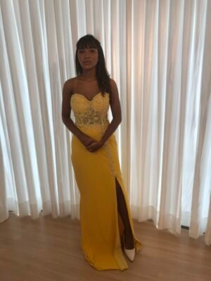 Vestido Longo Amarelo Modelo Sereia