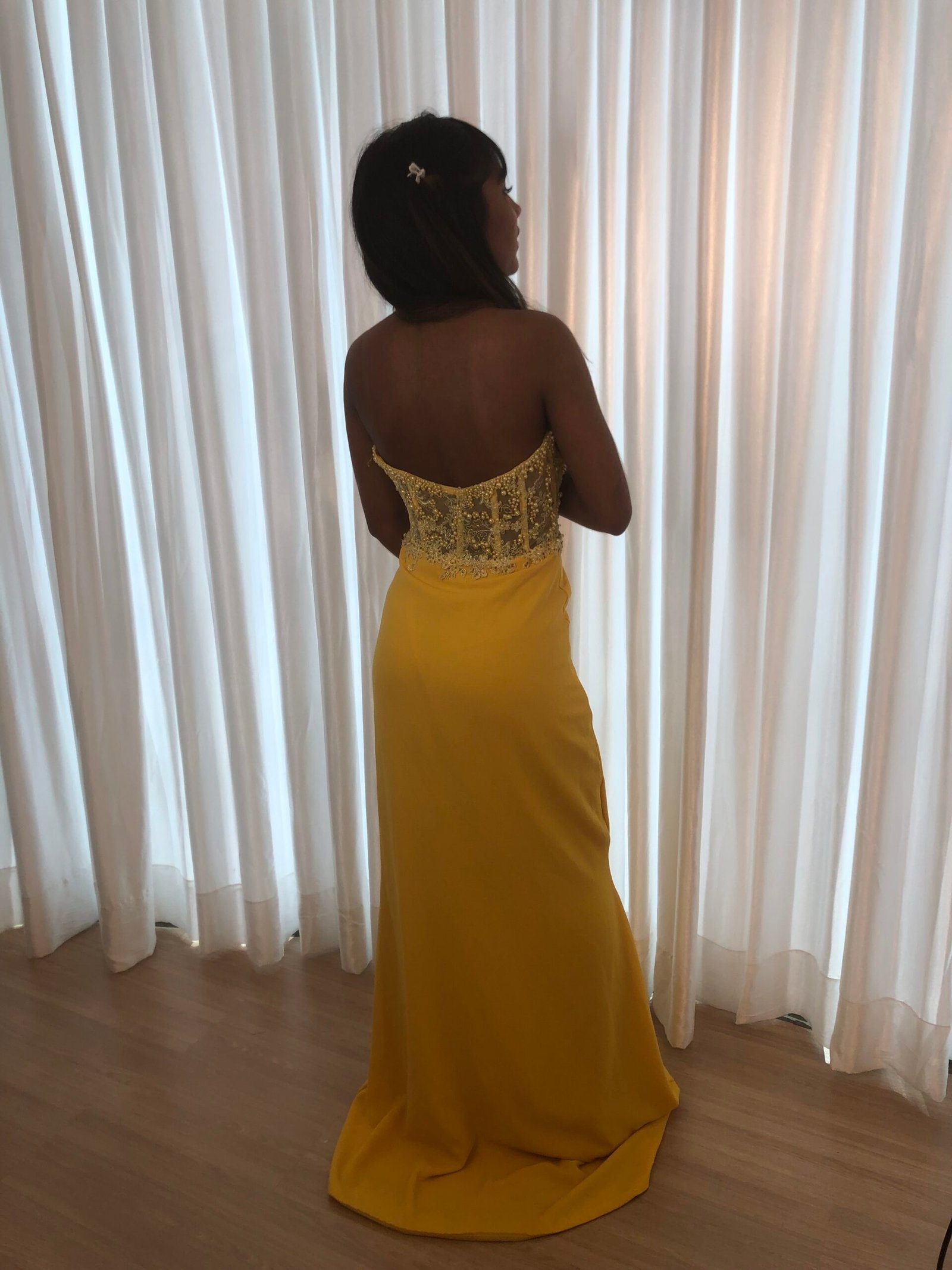 Vestido Longo Amarelo Modelo Sereia - Imagem 2