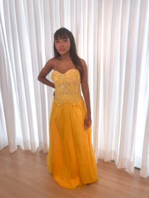 Vestido Longo Amarelo Modelo Solto