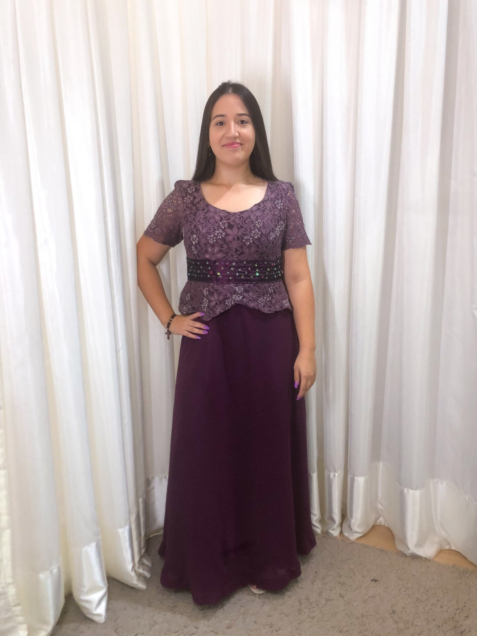 Vestido Longo Roxo Modelo Solto