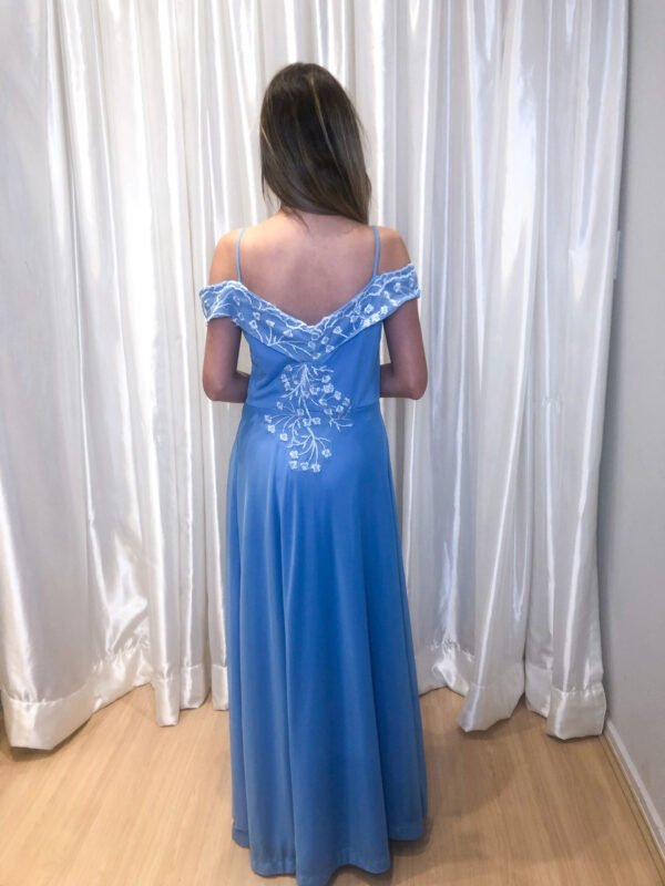 Vestido Longo Azul Serenity Modelo Solto - Imagem 2