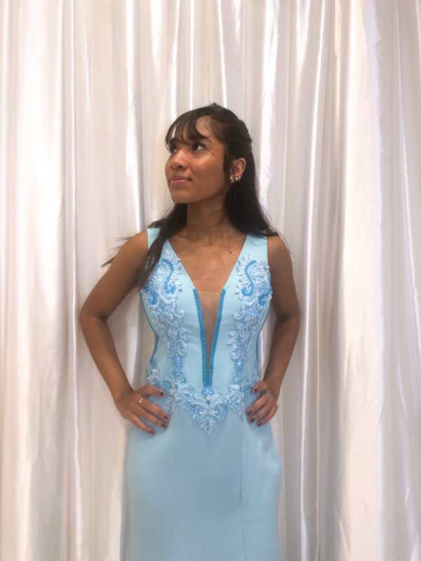 Vestido Longo Azul Modelo Sereia - Imagem 3