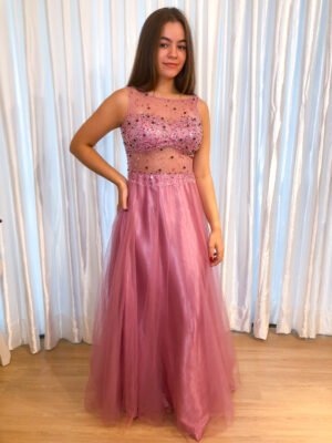 Vestido Longo Lilás Modelo Rodado