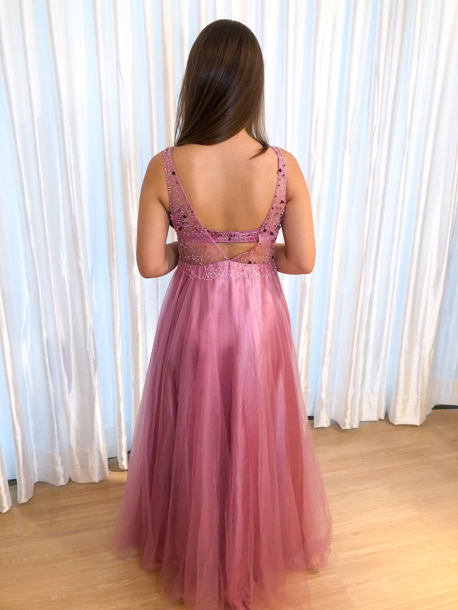 Vestido Longo Lilás Modelo Rodado - Imagem 2