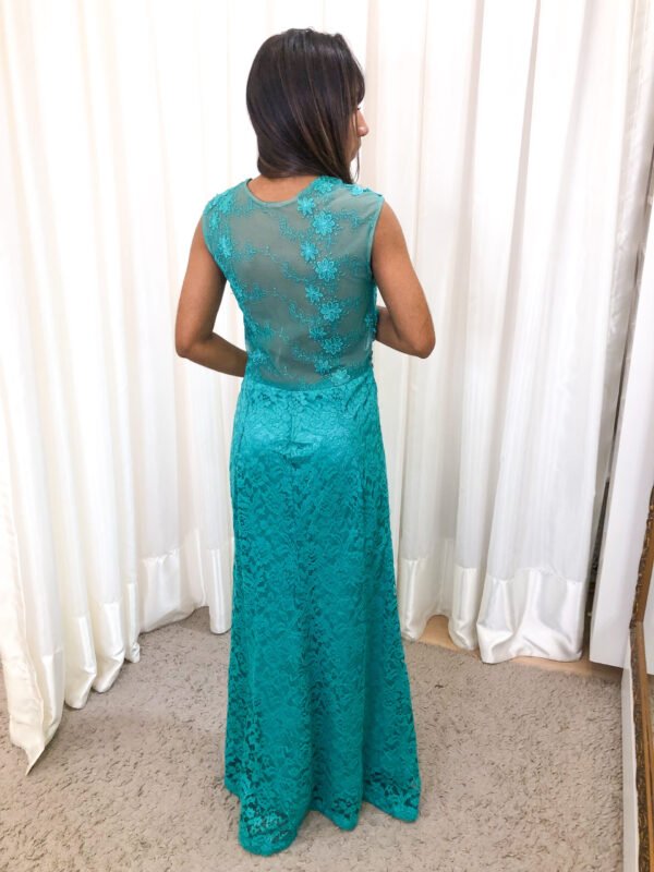 Vestido Longo Verde Modelo Reto - Imagem 3