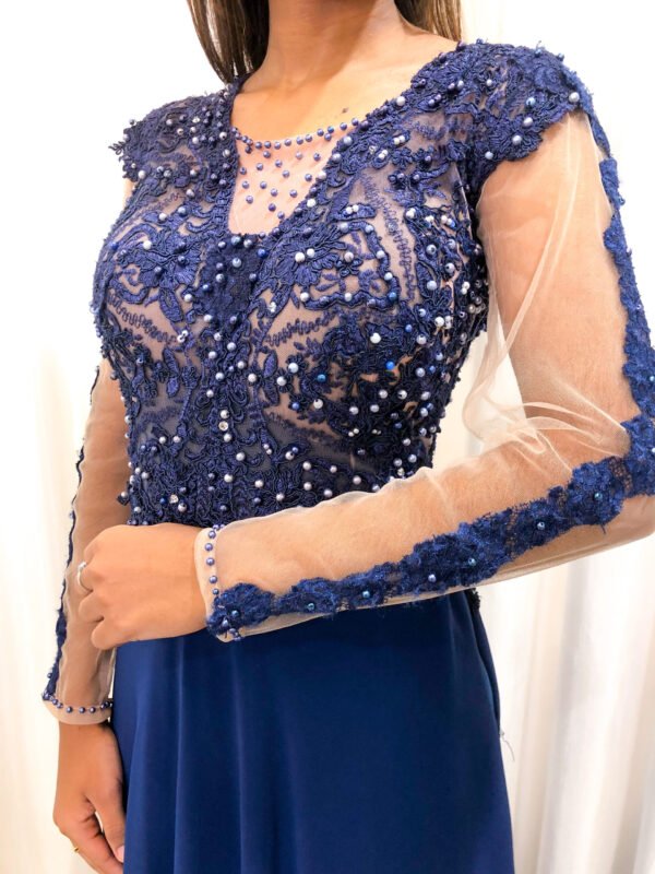 Vestido Longo Azul Marinho Modelo Solto - Imagem 3
