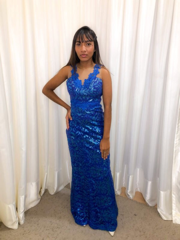 Vestido Longo Azul Royal Modelo Sereia