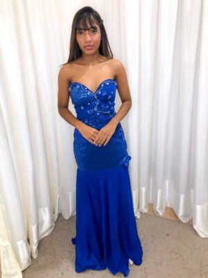 Vestido Longo Azul Royal Modelo Sereia