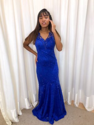 Vestido Longo Azul Royal Modelo Sereia