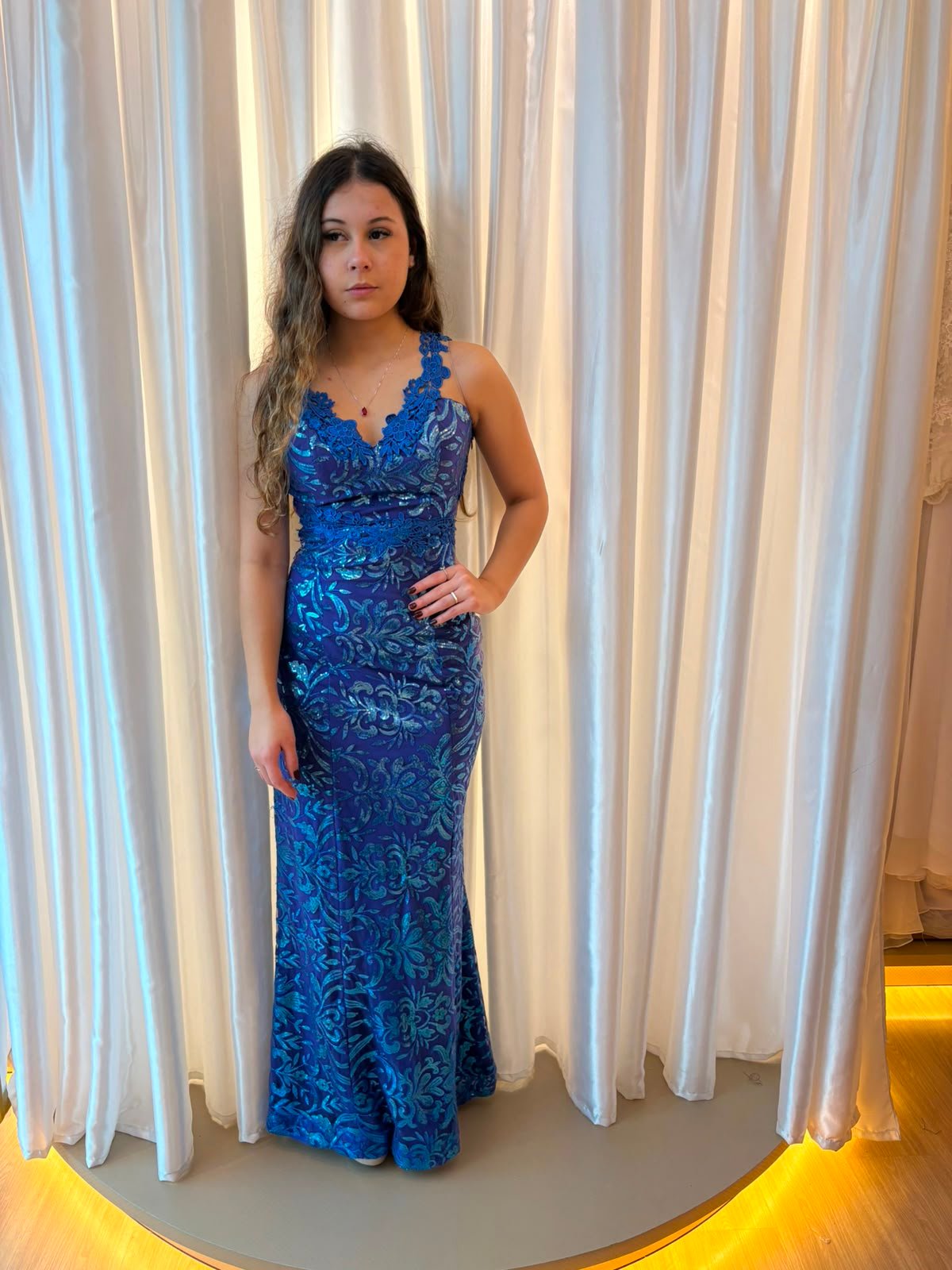 Vestido Longo Azul Royal Modelo Sereia
